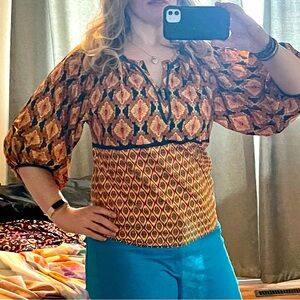 🌾 Vibrant peasant blouse 3/4 sleeve